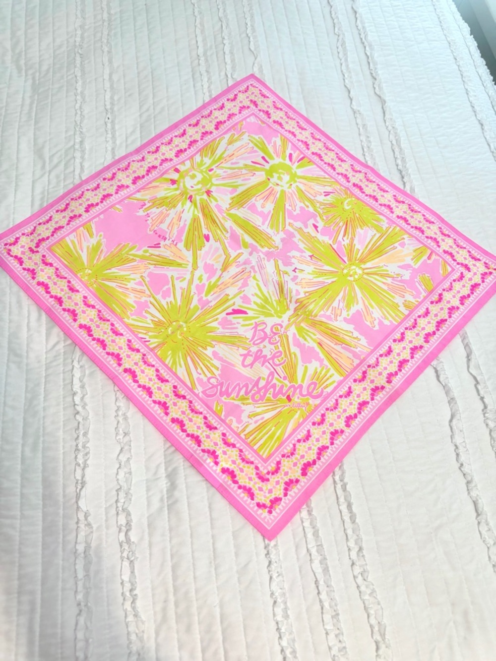 Lilly Pulitzer Scarf Pink And Yellow Floral Sun Be The Sunshine Hair Purse Wrap